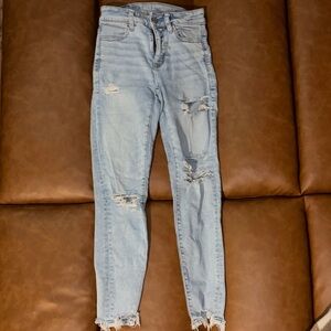 American Eagle Outfitters Light Blue Distressed Skinny Jeans